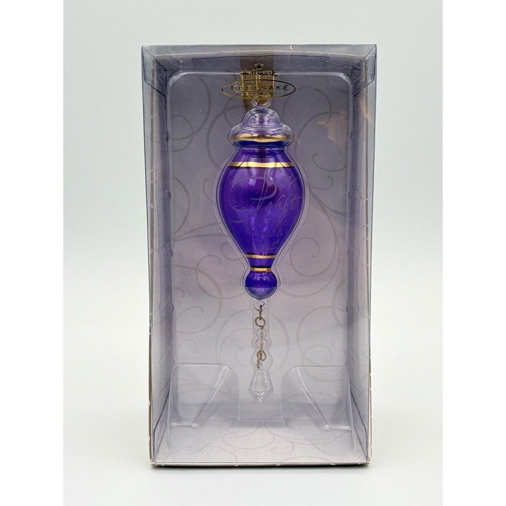 Hallmark Keepsake Ornament Perfect Harmony Etched Glass Purple Gold 2002 Vintage
